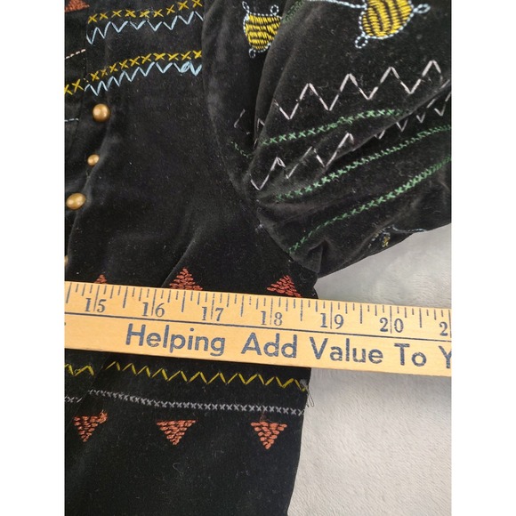 Chicos Black Velvet Embroidered Jacket Size 0 Blazer Boho Festival Ornate - Picture 4 of 8